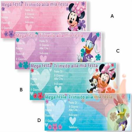 BIGLIETTI INVITI TOPOLINO/PAPERINA 15PZ