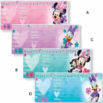 BIGLIETTI INVITI TOPOLINO/PAPERINA 15PZ