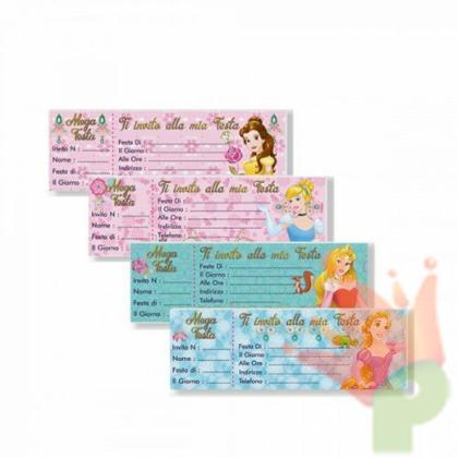 BIGLIETTI INVITI PRINCIPESSE 15PZ