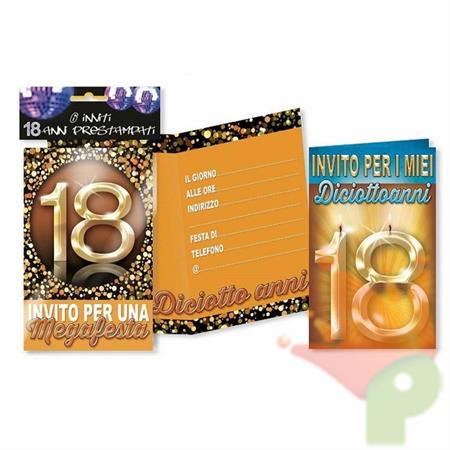 BIGLIETTI INVITI 18 ANNI SUPER 6PZ