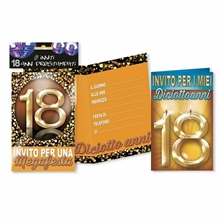 BIGLIETTI INVITI 18 ANNI SUPER 6PZ