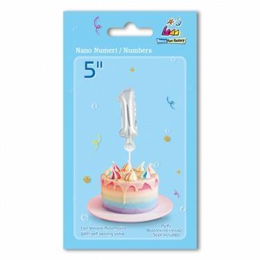 PALLONCINO MYLAR 5INCH 12,5CM NUMERO 1 ARGENTO