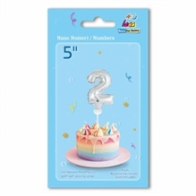 PALLONCINO MYLAR 5INCH 12,5CM NUMERO 2 ARGENTO