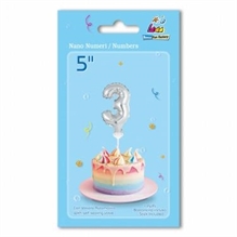 PALLONCINO MYLAR 5INCH 12,5CM NUMERO 3 ARGENTO