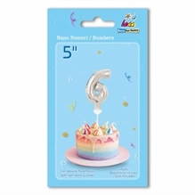 PALLONCINO MYLAR 5INCH 12,5CM NUMERO 6 ARGENTO