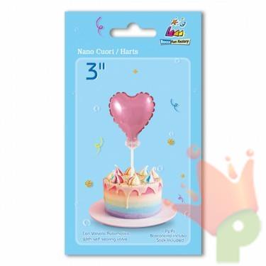 PALLONCINO MYLAR 3INCH 7,5CM CUORE ROSA