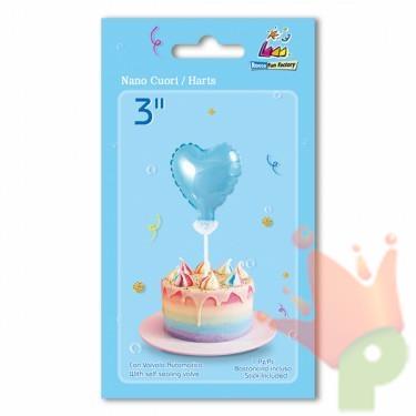 PALLONCINO MYLAR 3INCH 7,5CM CUORE CELESTE