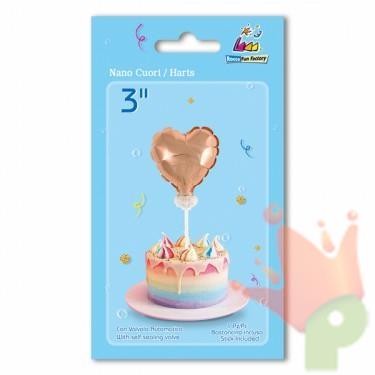 PALLONCINO MYLAR 3INCH 7,5CM CUORE ROSA GOLD