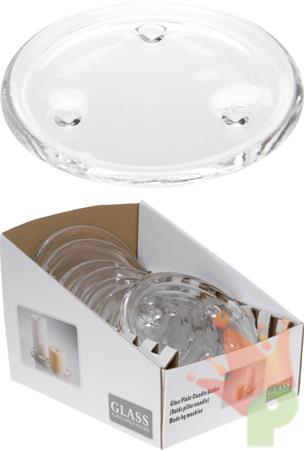 PIATTINO PORTA CANDELA IN VETRO 14CM