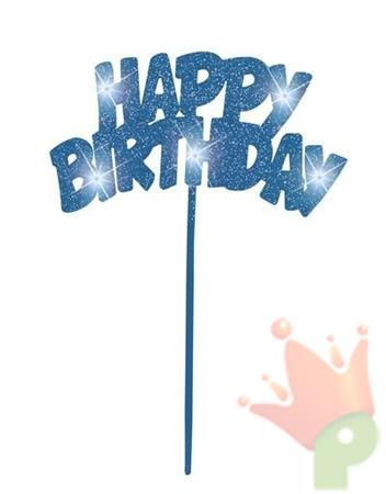 CAKE TOPPER SCRITTA LUMINOSA HAPPY BIRTHDAY BLU 20X13CM