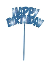 CAKE TOPPER SCRITTA LUMINOSA HAPPY BIRTHDAY BLU 20X13CM