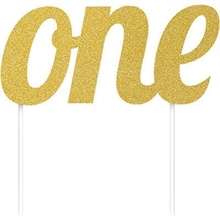 CAKE TOPPER SCRITTA ONE ORO GLITTER 14X15CM