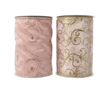 NASTRO IN POLIESTRE ROSA DECORATO 2 ASS 12,7X270 CM