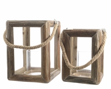 LANTERNA IN LEGNO 21X21X28CM