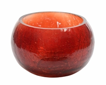 PORTA TEALIGHT CANDELA VETRO CRACKLE ROSSO
