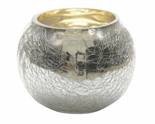 PORTA TEALIGHT ARGENTO VETRO CRACKLE 8X6 CM