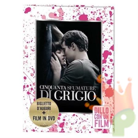 BIGLIETTO AUGURI CINQUANTA SFUMATURE DI GRIGIO + FILM DVD