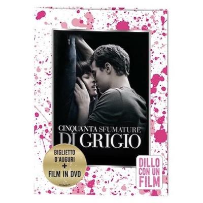 BIGLIETTO AUGURI CINQUANTA SFUMATURE DI GRIGIO + FILM DVD