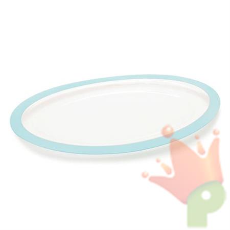 VASSOIO PET OVALE BORDO AZZURRO PERLATO 40X25CM