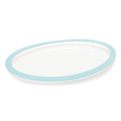 VASSOIO PET OVALE BORDO AZZURRO PERLATO 40X25CM