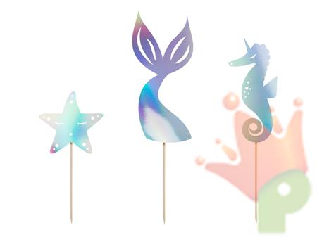CAKE TOPPER SIRENA IRIDESCENTE 24,5CM 3PZ