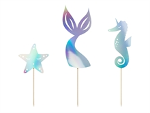 CAKE TOPPER SIRENA IRIDESCENTE 24,5CM 3PZ