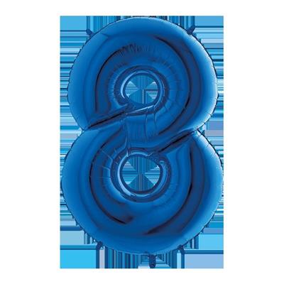 PALLONCINI MYLAR 40INCH 102CM NUMERO 8 BLU 5PZ