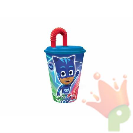 BICCHIERE CON CANNUCCIA 430ML PJ MASK