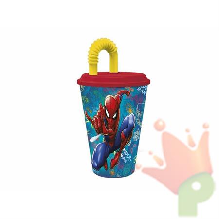 BICCHIERE CON CANNUCCIA 430ML SPIDERMAN