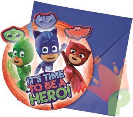 INVITI COMPLEANNO PJ MASKS 6PZ
