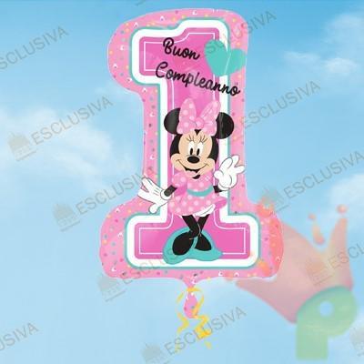 PALLONCINO MYLAR SUPER SHAPE MINNIE 1° COMPLEANNO