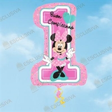 PALLONCINO MYLAR SUPER SHAPE MINNIE 1° COMPLEANNO