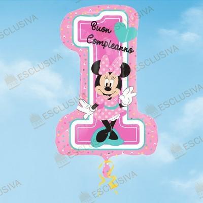 PALLONCINO MYLAR SUPER SHAPE MINNIE 1° COMPLEANNO