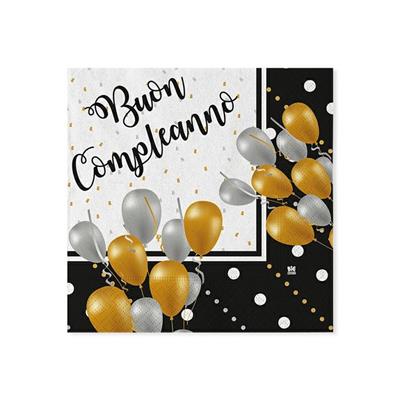TOVAGLIOLI 25X25 BUON COMPLEANNO PRESTIGE 20PZ