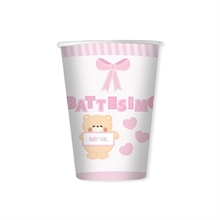 BICCHIERI 200CC BATTESIMO TEDDY ROSA 8PZ