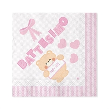 TOVAGLIOLI 33X33 BATTESIMO TEDDY ROSA 20PZ
