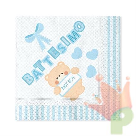 TOVAGLIOLI 33X33 BATTESIMO TEDDY CELESTE 20PZ