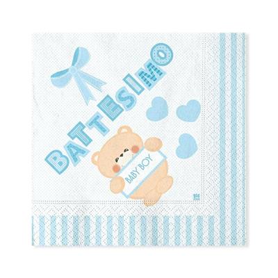 TOVAGLIOLI 33X33 BATTESIMO TEDDY CELESTE 20PZ