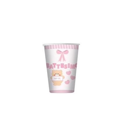 BICCHIERI 80CC BATTESIMO TEDDY ROSA 10PZ