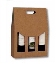 SCATOLA PORTABOTTIGLIE 3 POSTI GOFFRATA AVANA