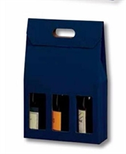 SCATOLA PORTA BOTTIGLIE 3 POSTI ONDA BLU 27X9X41CM