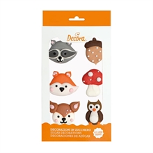 DECORAZIONI ANIMALI DEL BOSCO IN ZUCCHERO 6PZ