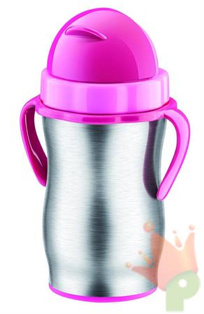 BOTTIGLIA TERMICA PER BAMBINI CON CANNUCCIA ACCIAIO ROSA