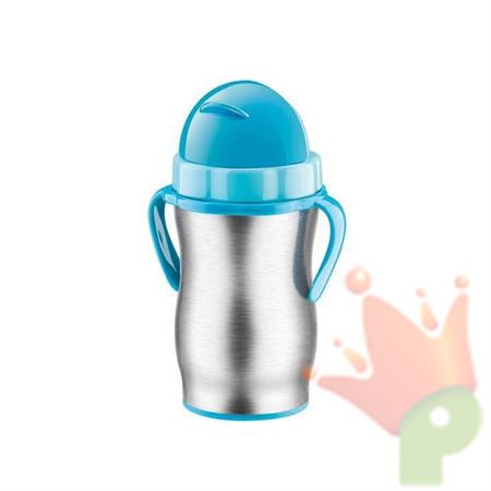 BOTTIGLIA TERMICA PER BAMBINI CON CANNUCCIA ACCIAIO BLU