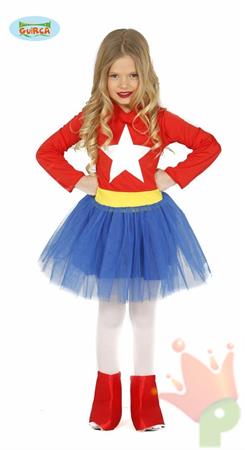 COSTUME SUPER EROE CAPITAN BAMBINA 5-6 ANNI