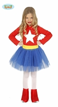COSTUME SUPER EROE CAPITAN BAMBINA 5-6 ANNI