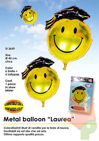 PALLONCINO MYLAR 26INCH SMILE LAUREA