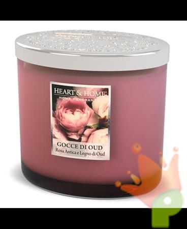 CANDELA HEART & HOME  CON DUE STOPPINO 230 G GOCCE DI OUD