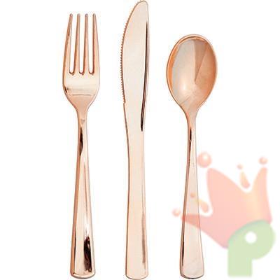 SET POSATE ROSA GOLD FORCHETTE-CUCCHIAI-COLTELLI 24PZ