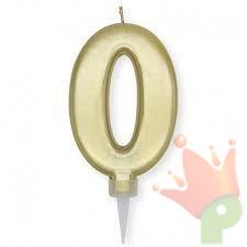 CANDELINA NUMERO 0 PLUMP ORO METAL 10CM